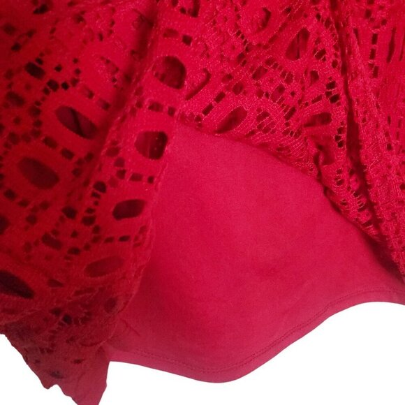 Karin Stevens Red Lace Crochet Dress Size 14 - Picture 10 of 15